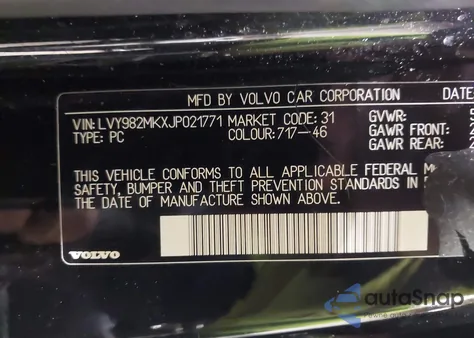 2018 Volvo S90 T5 Momentum from USA, damaged, VIN LVY982MKXJP021771